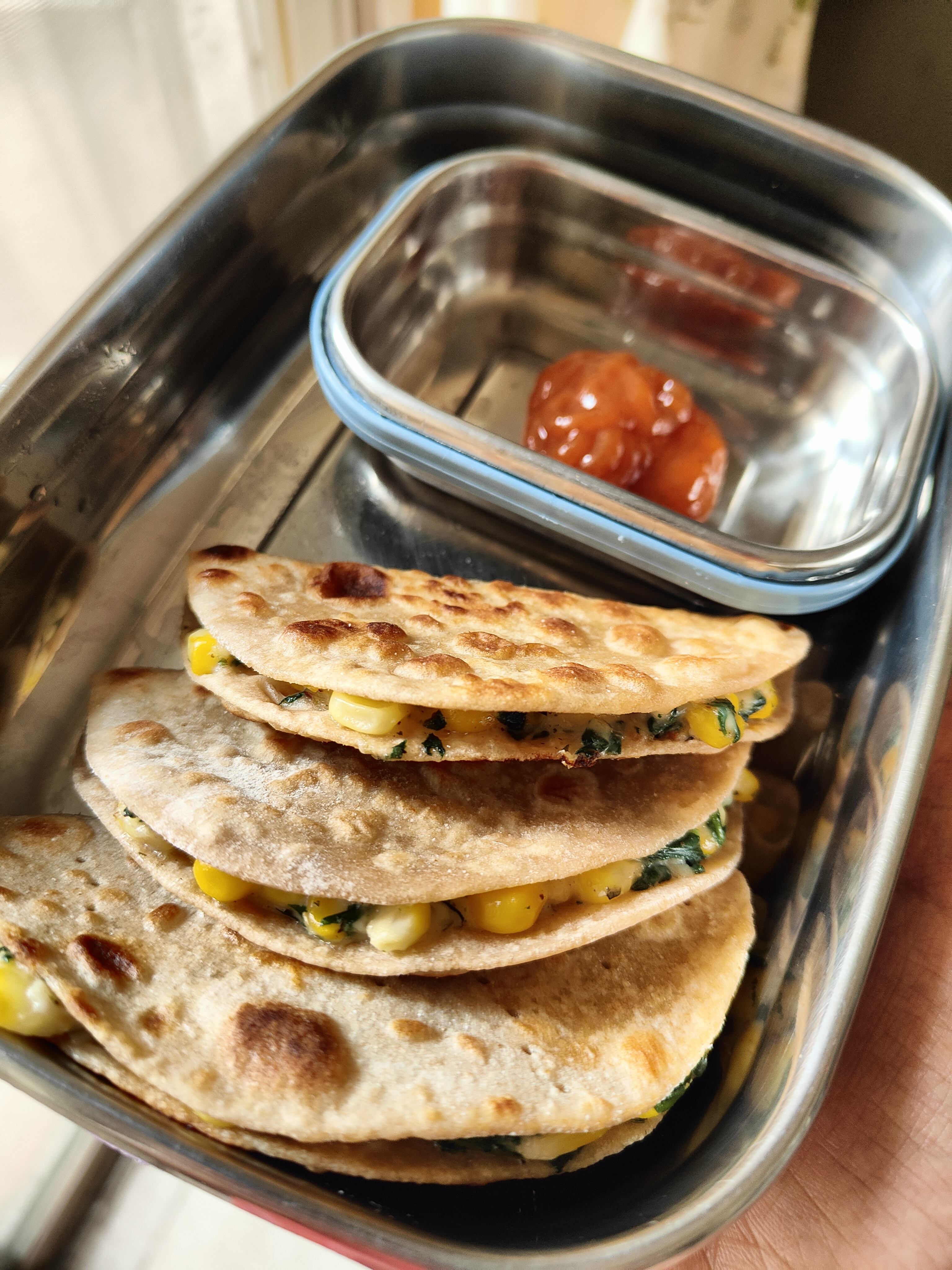 Spinach Corn Quesadillas